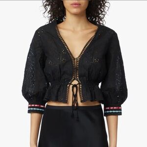 Ermanno Scervino broderie anglaise crop top and shorts set in black